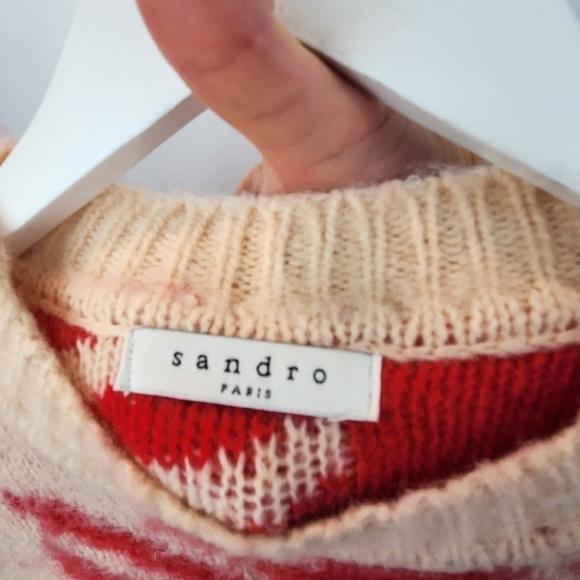 Sandro Ginn Checked Jacquard Crew Sweater size S in VGUC - Picture 9 of 10